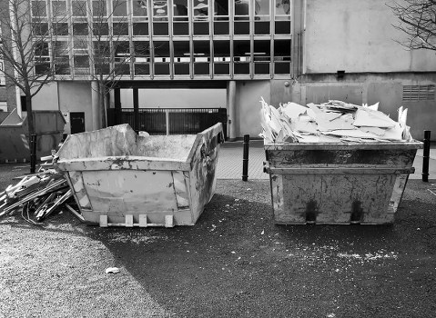 Waste collection truck in Scarborough neighborhood