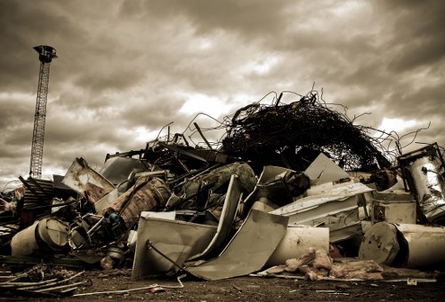 Construction debris being removed