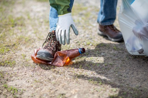 Community members participating in local clean-up