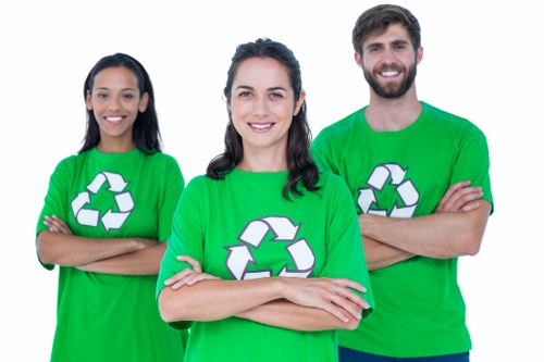 Recycling bins in a residential area